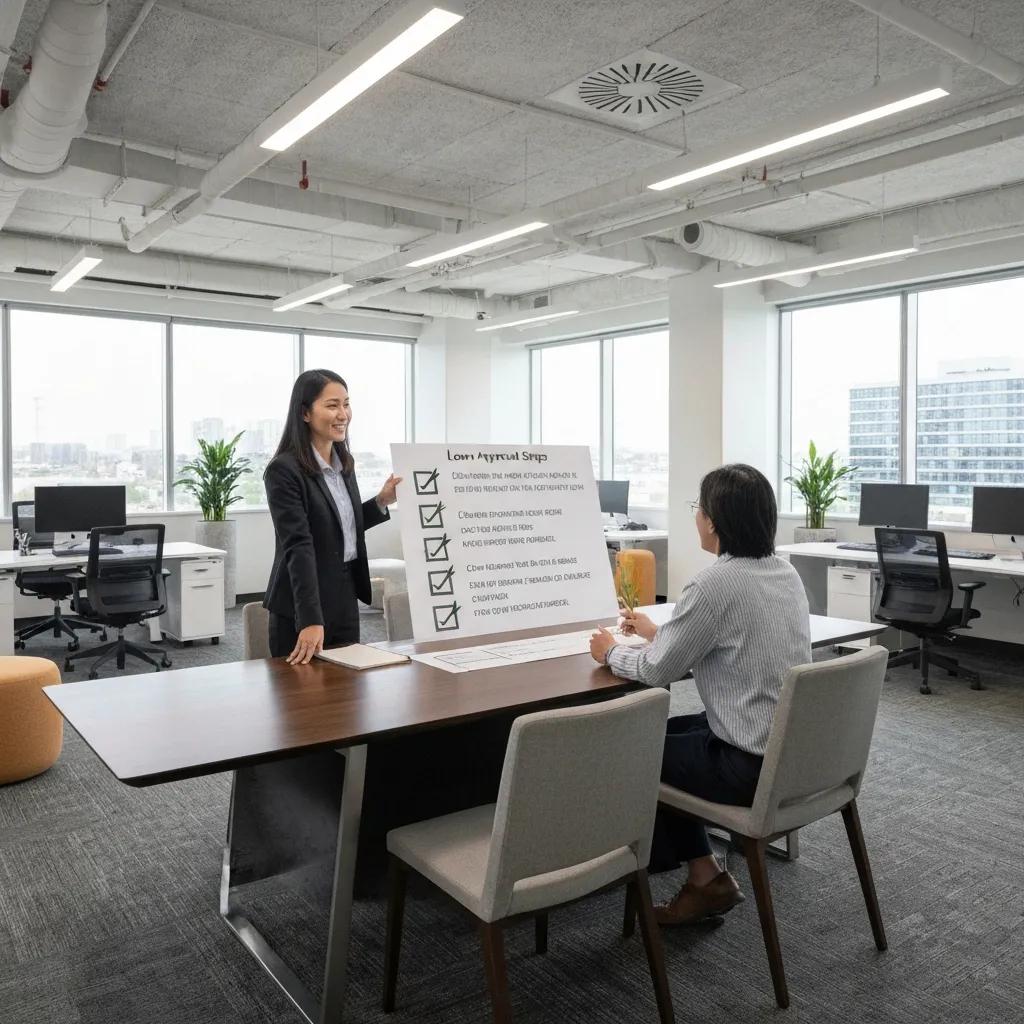 Loan approval checklist being reviewed between a real estate professional and client