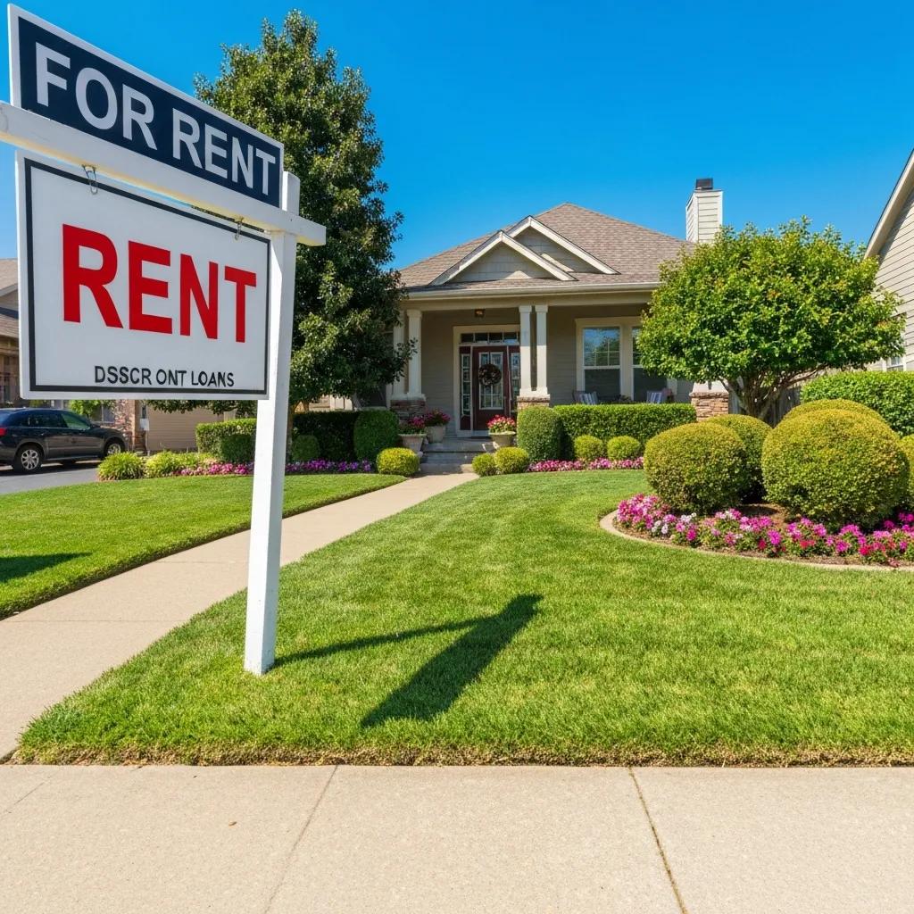 Rental property with 'For Rent' sign — illustrating DSCR refinance potential