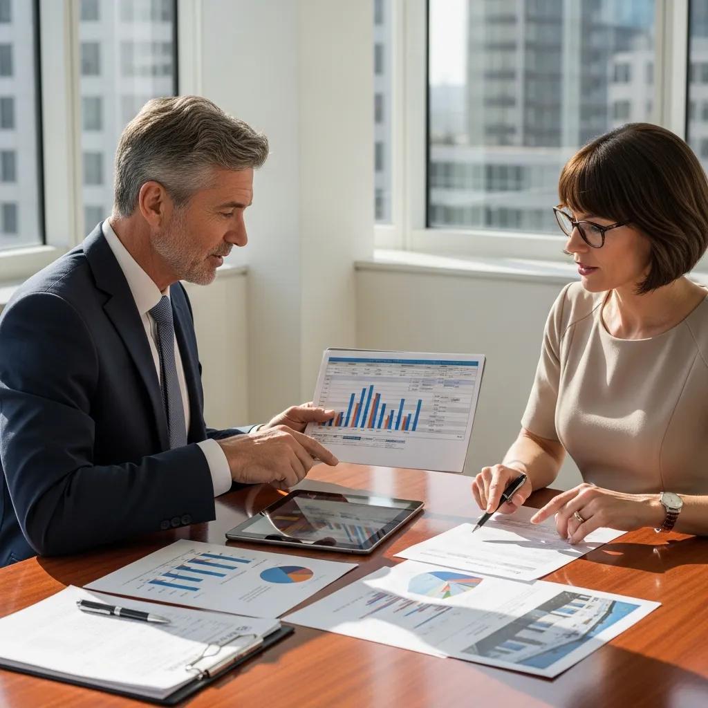 Experienced real estate investor consulting about financing options