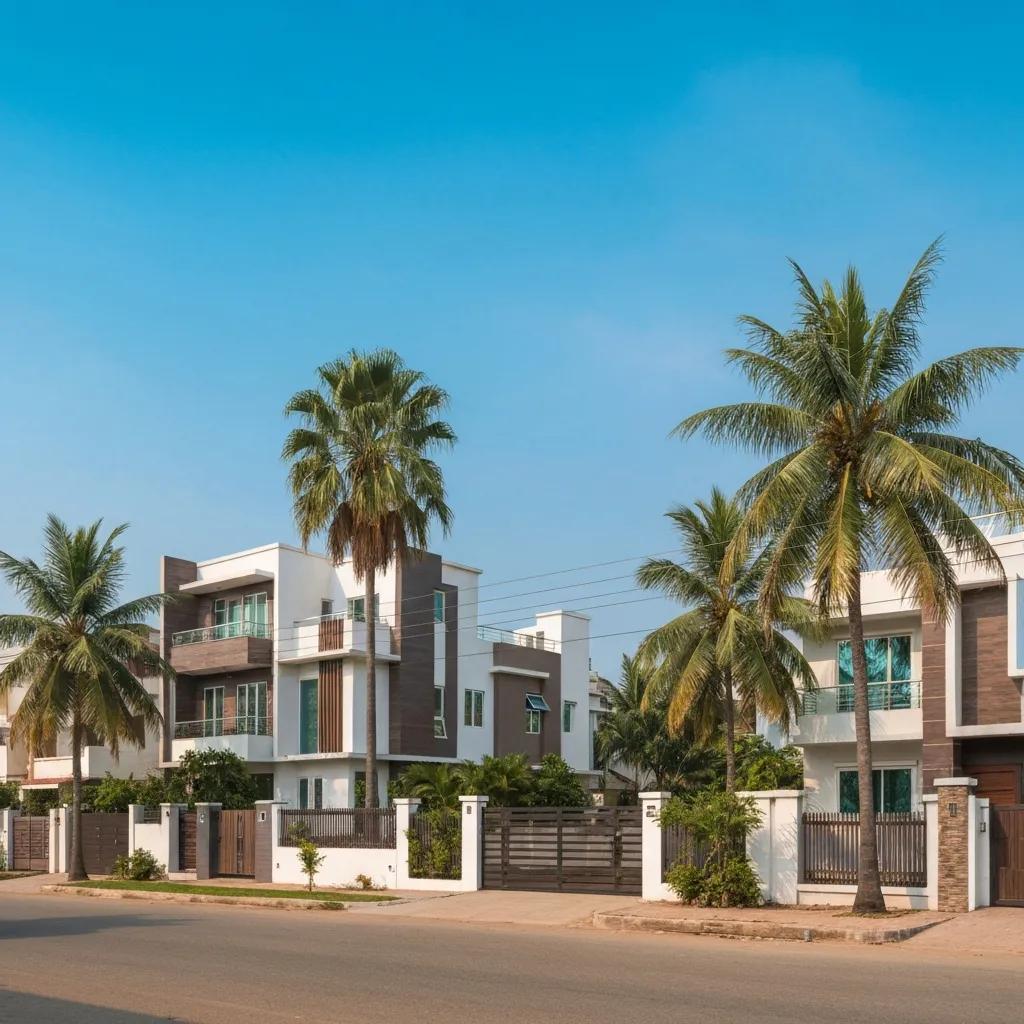 Southern California neighborhood showcasing diverse homes and palm trees, representing real estate opportunities