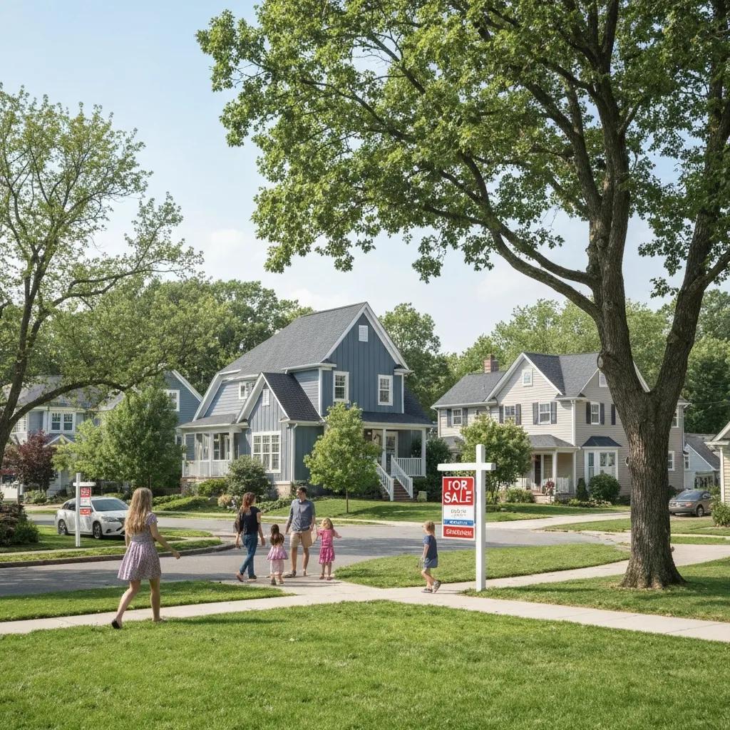 Suburban neighborhood with diverse homes, showing active local market dynamics