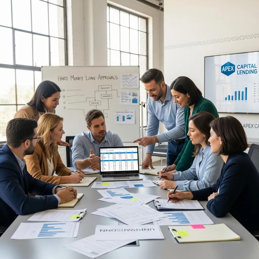 Fidelity Funding team reviewing loan applications in an office