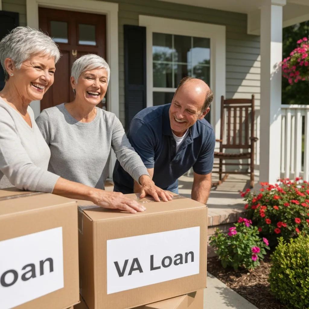 Veteran couple moving into their new home with VA loan benefits