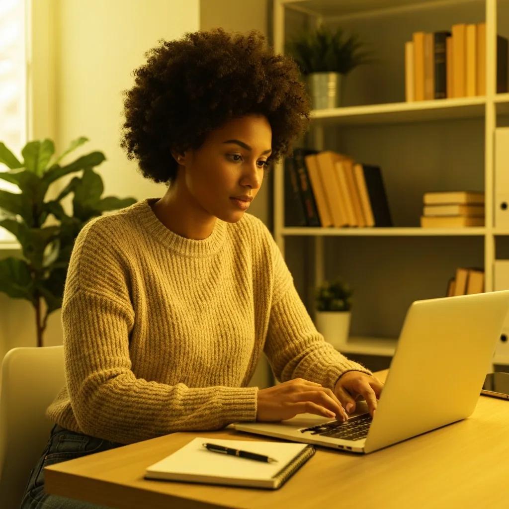 Student studying stock market investing on a laptop with notes