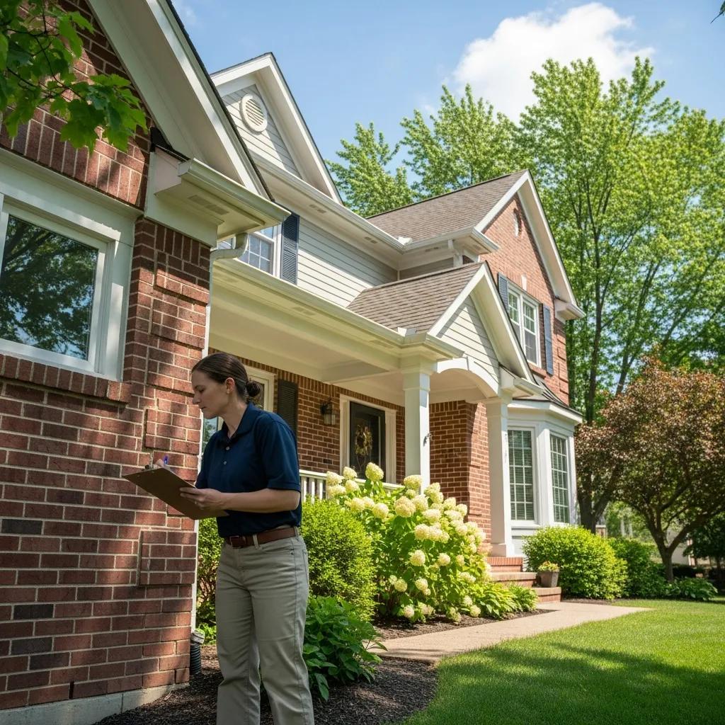 Appraiser inspecting a residential property for underwriting