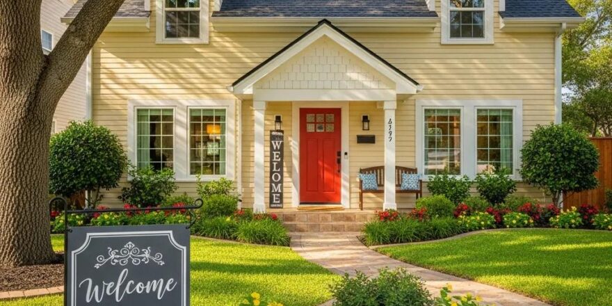 Attractive rental property with lush landscaping and inviting entrance