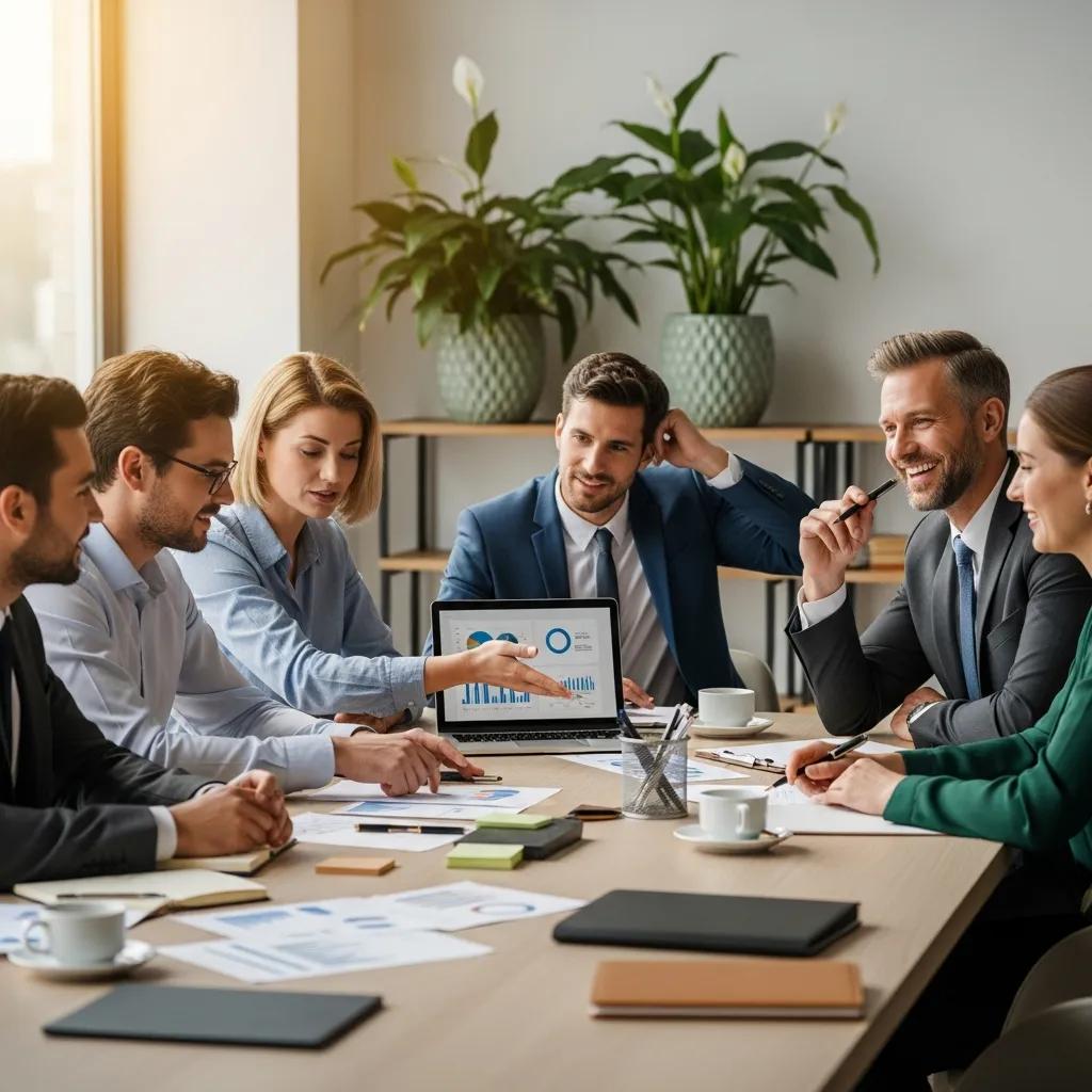 Business professionals discussing commercial hard money loans in a modern office