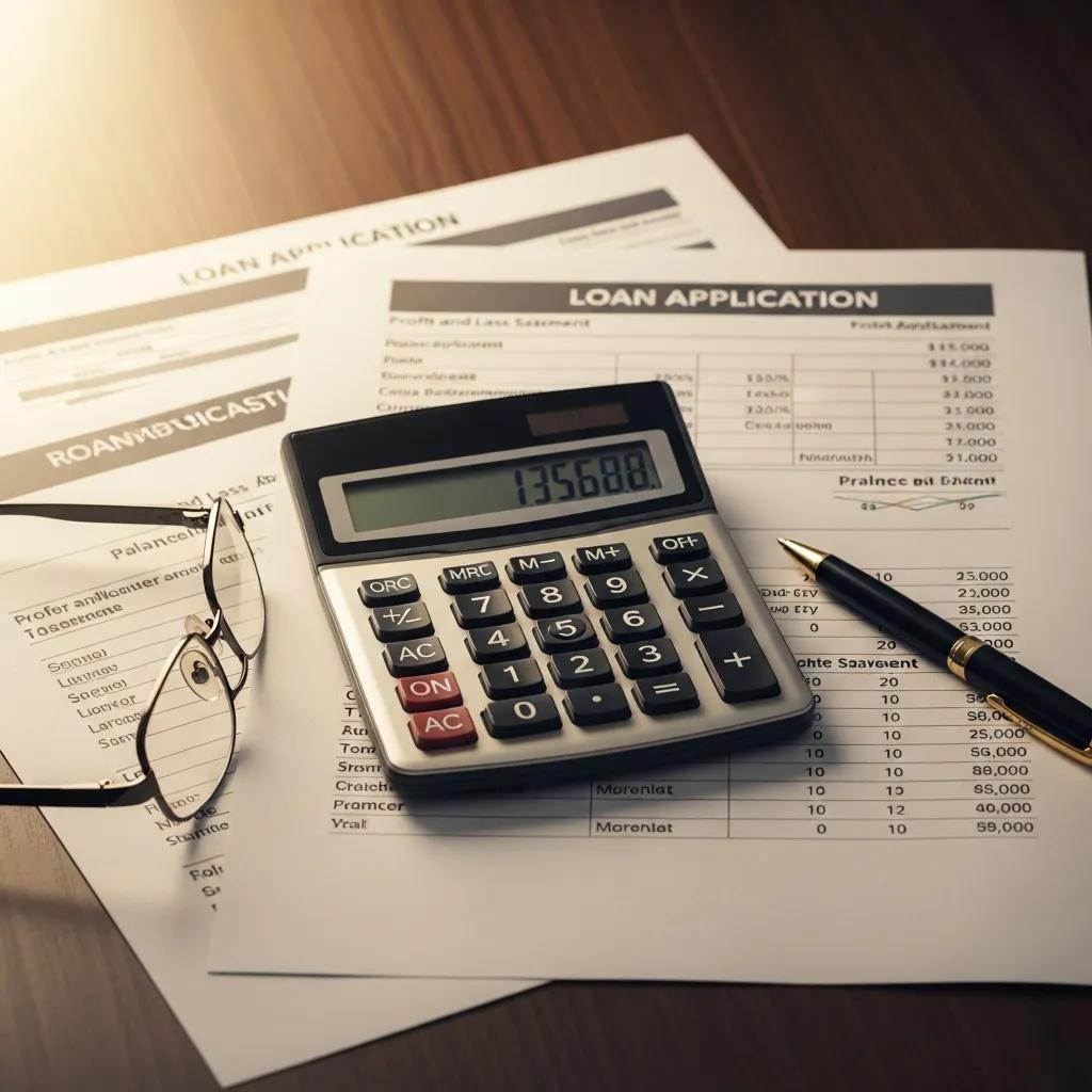 Calculator and financial documents representing hard money loan interest rates