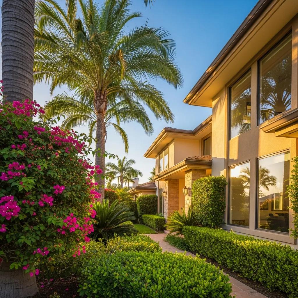 California home with sunny exterior and palm trees, representing the real estate market trends