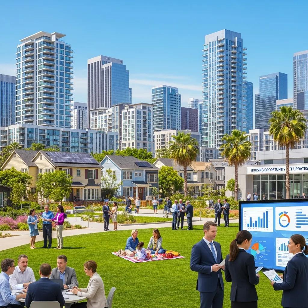 California skyline with diverse housing types representing real estate opportunities