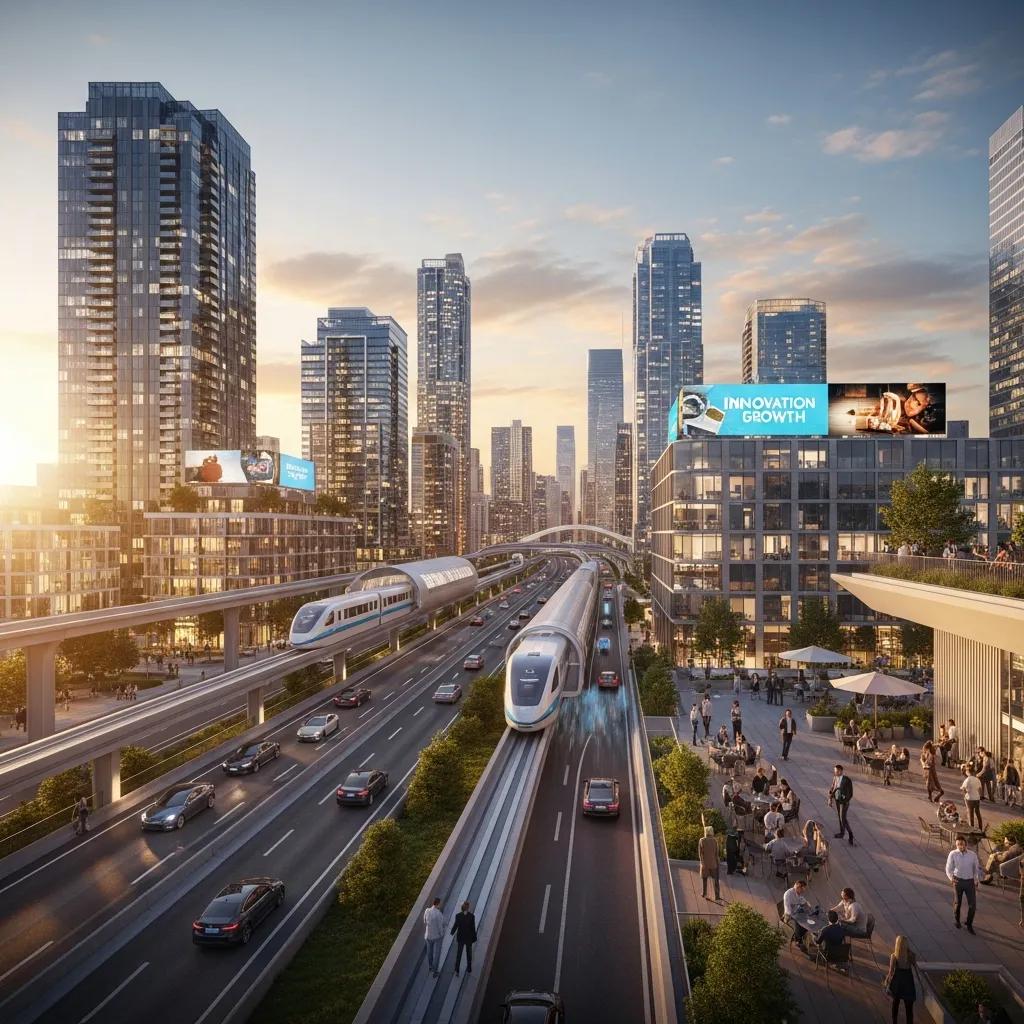 Cityscape illustrating modern infrastructure development and its impact on property values