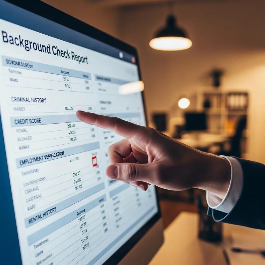 Close-up of an applicant’s background check on a screen — accurate checks reduce risk