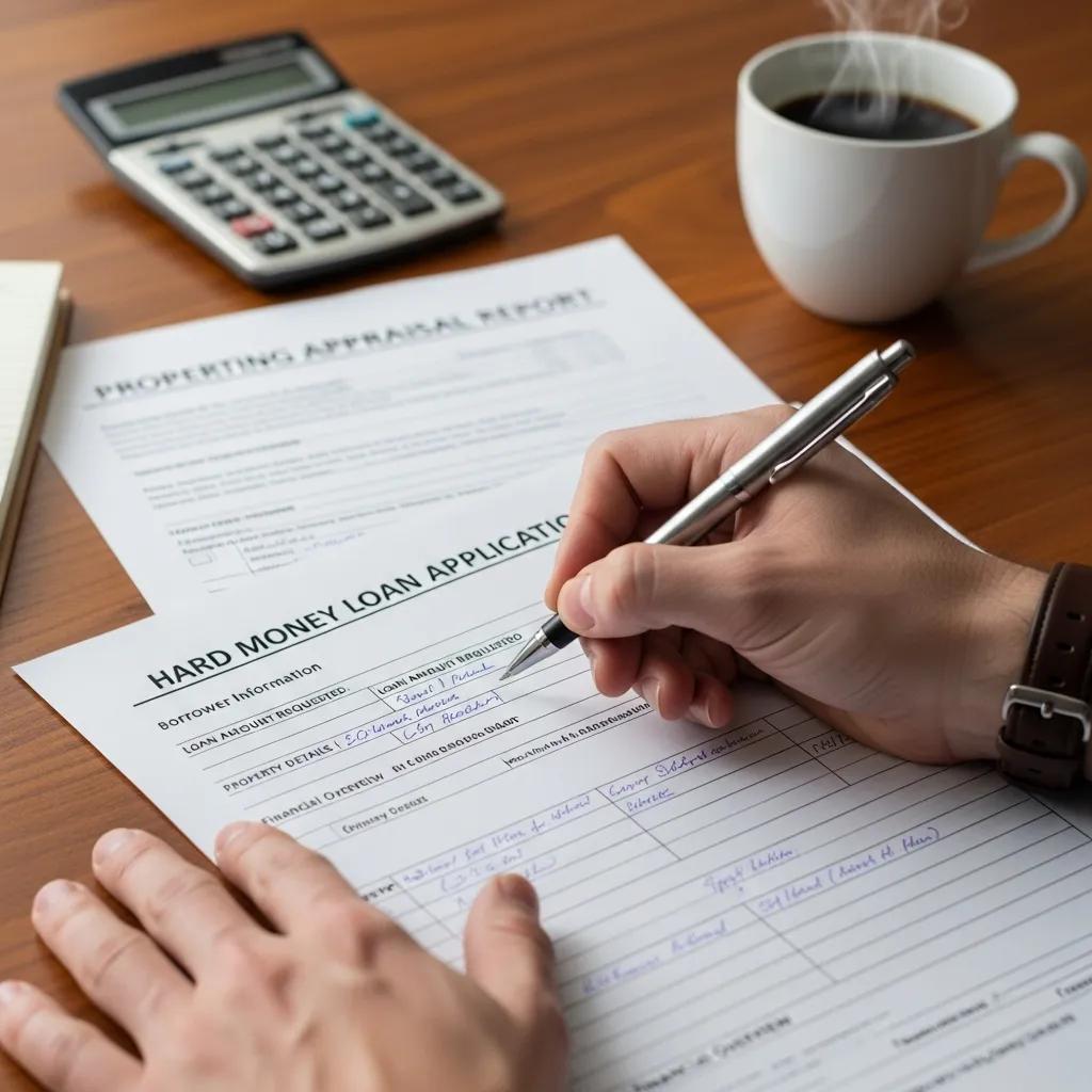 Close-up of a loan application form being filled out on a desk