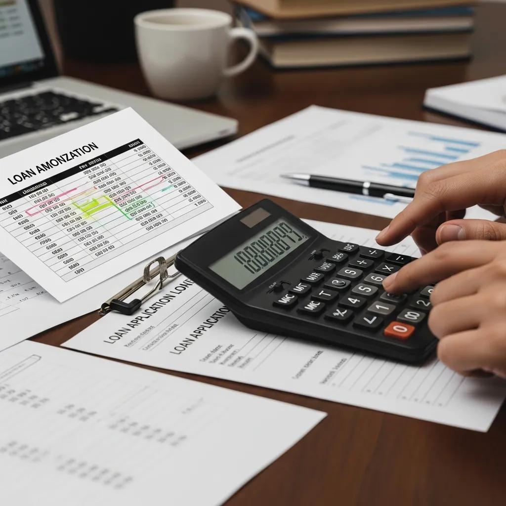 Close‑up of investor calculating hard‑money interest and fees