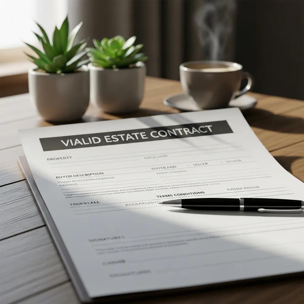 Close-up of a contract and pen on a desk