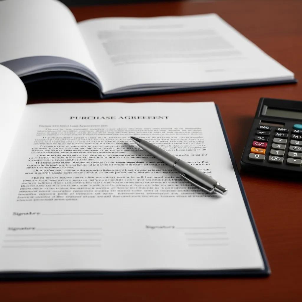 Close-up of essential real estate legal documents laid out on a desk