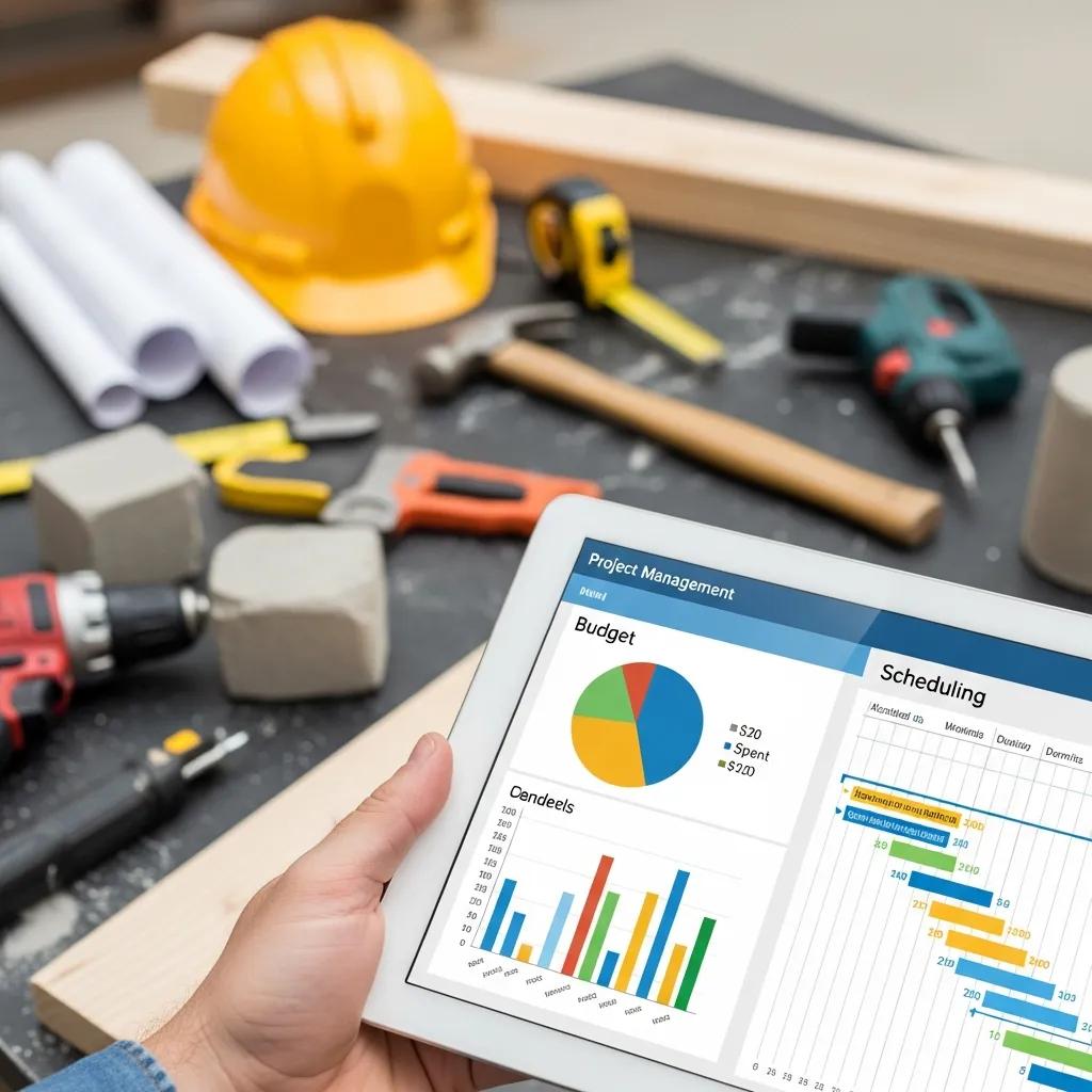 Close-up of rehab management dashboard showing budget and schedule