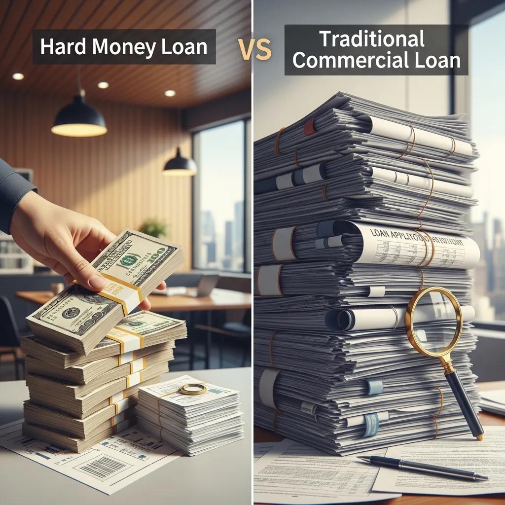 Side‑by‑side comparison of hard‑money and traditional commercial lending