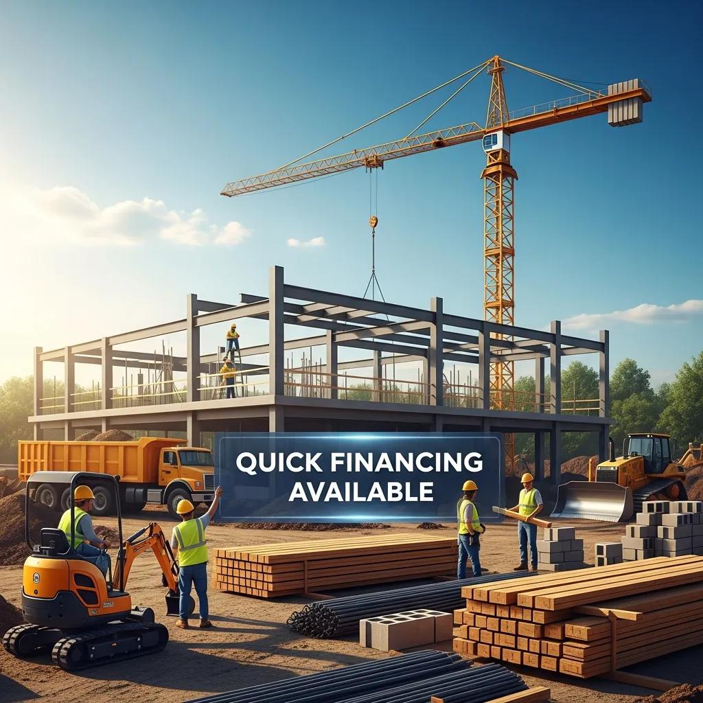 Active construction site with crew and equipment, showing practical benefits of hard‑money loans