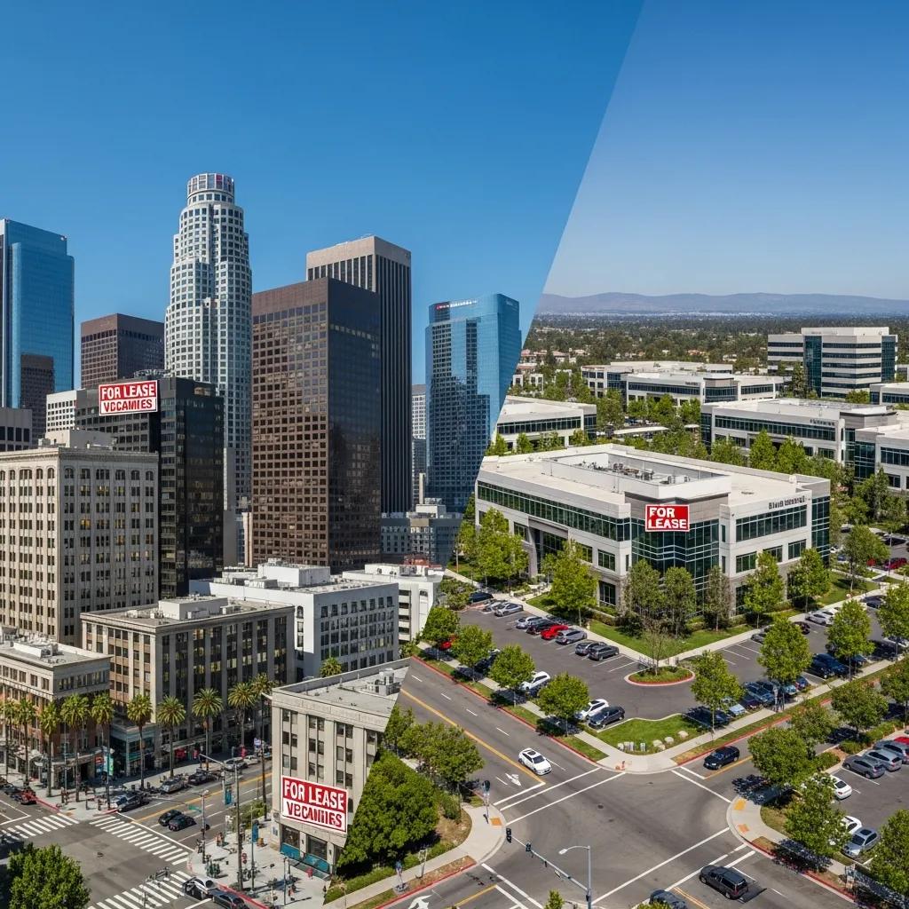 Urban and suburban California offices showing different vacancy patterns