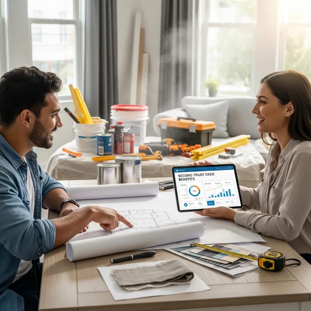 Couple discussing home renovation plans while considering a second trust deed