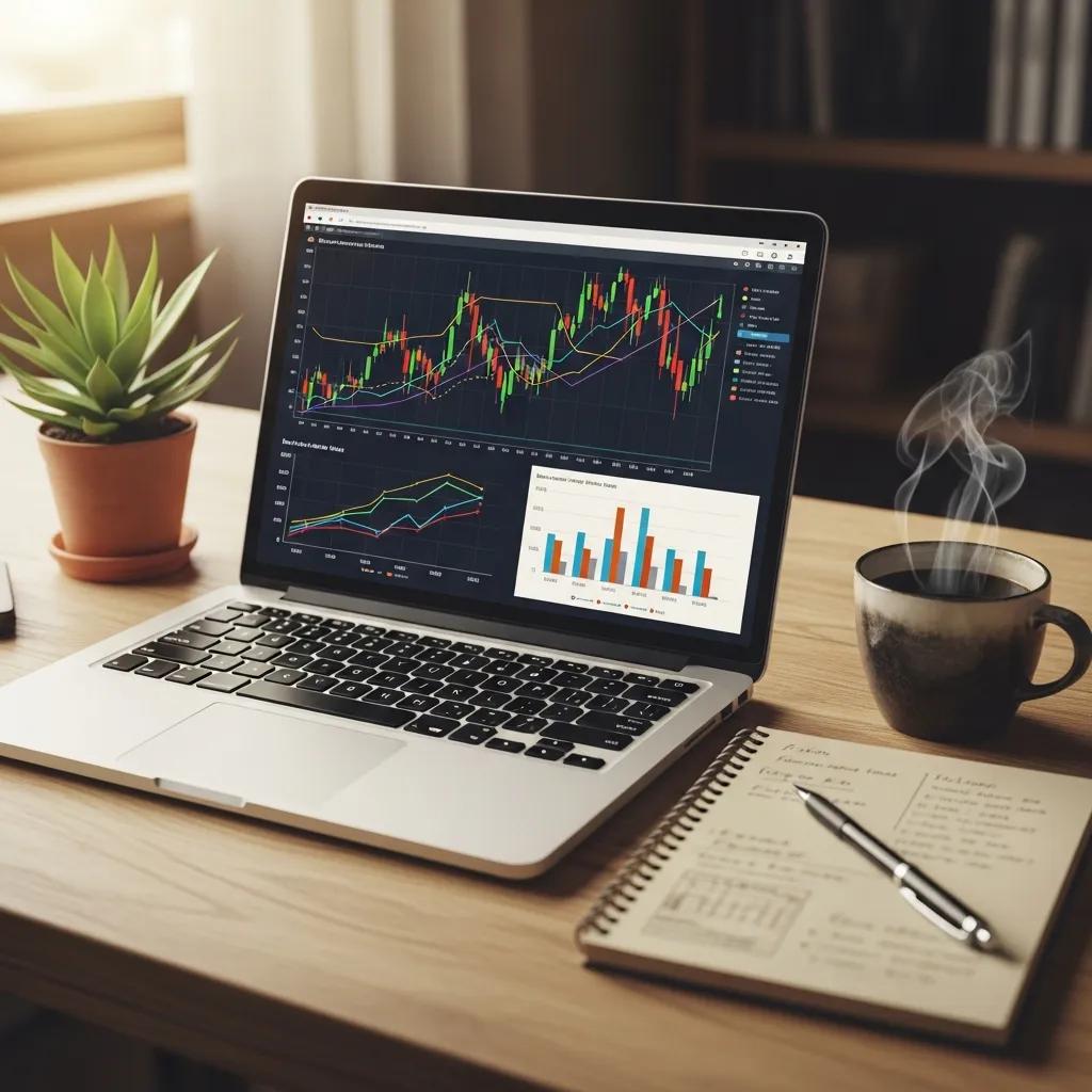 Laptop showing property financial metrics and spreadsheets on a tidy workspace