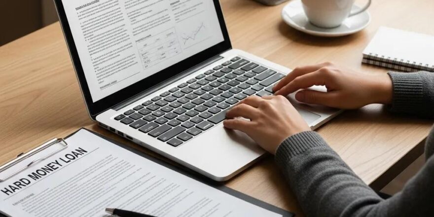 Cozy workspace with essential documents for hard money loan application