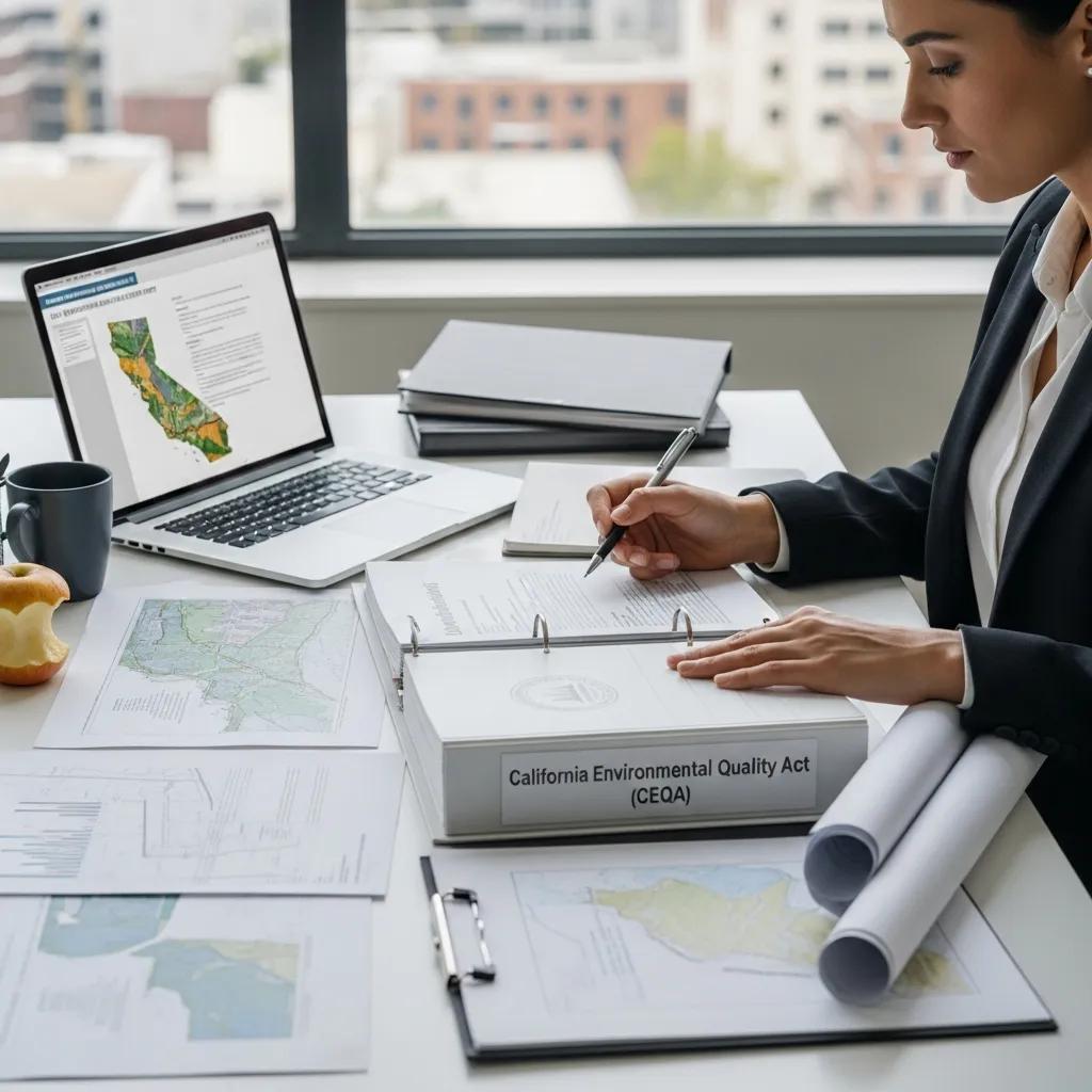 Developer reviewing CEQA documents and site plans