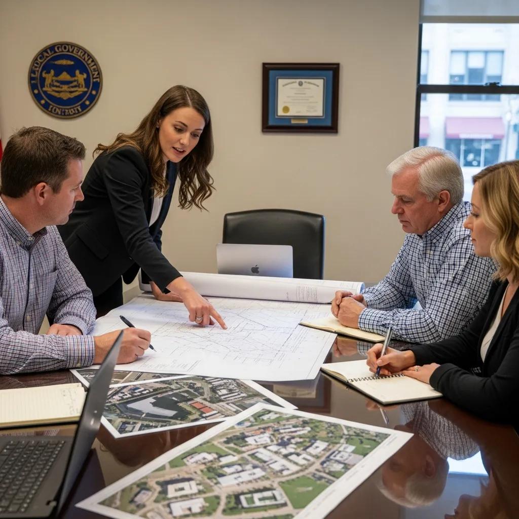Developer and zoning board meeting to discuss compliance strategies