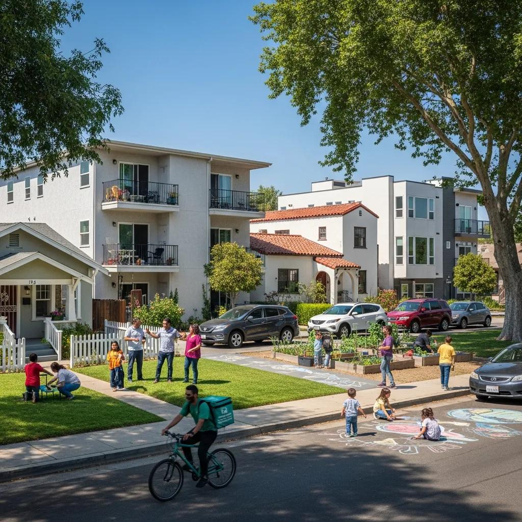 Varied housing stock in a Fresno neighborhood, reflecting local market and community trends