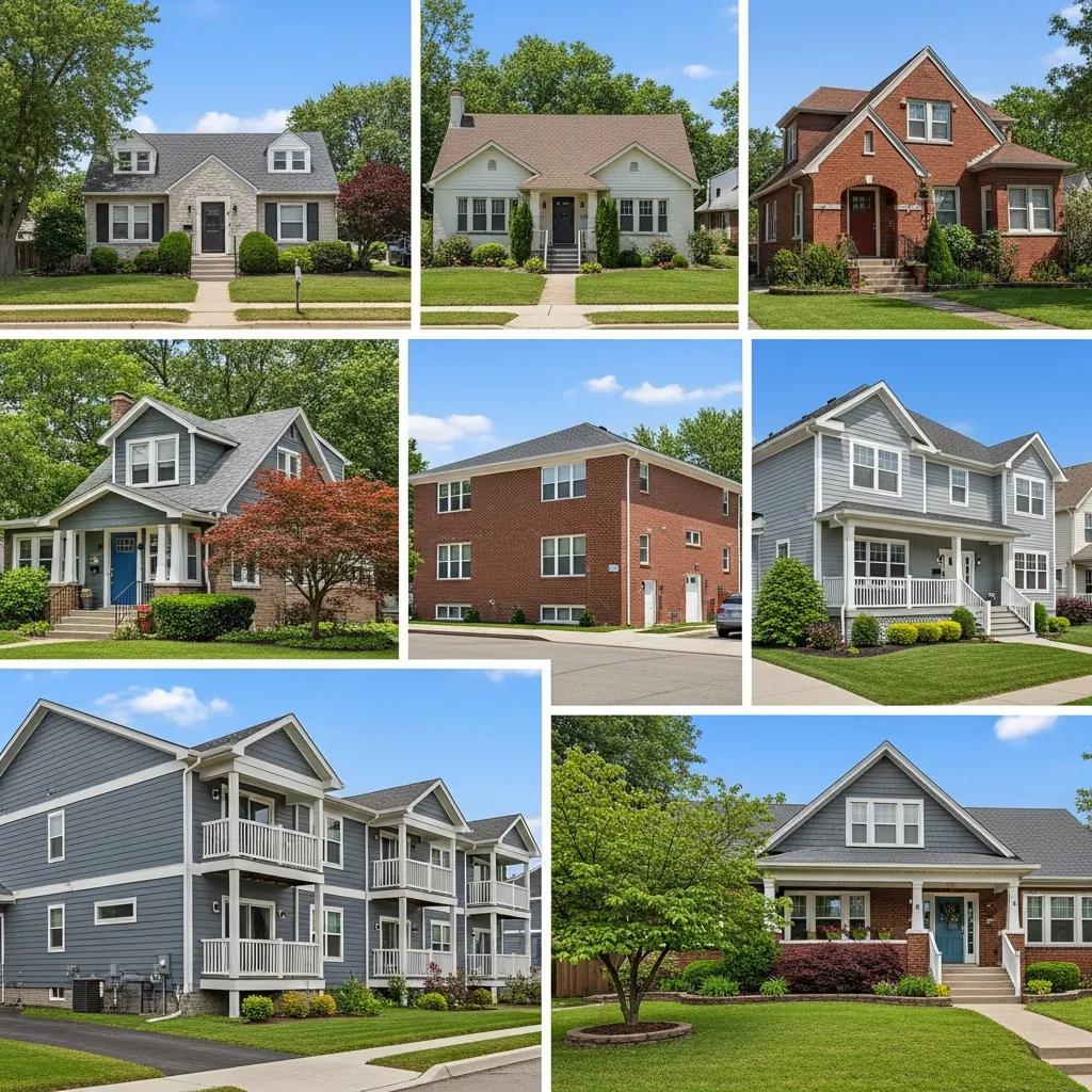 Assortment of rental properties from single-family homes to small multi-unit buildings