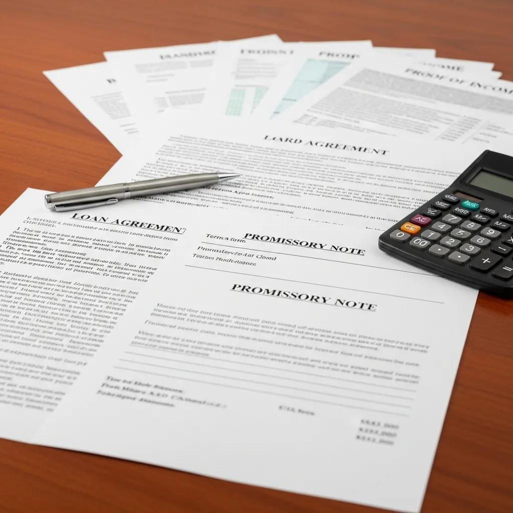 Stack of hard money loan documents on a desk