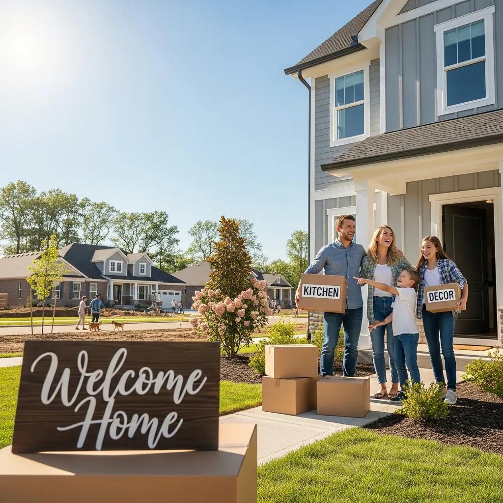 Family moving into a new home, symbolizing demand tied to job growth