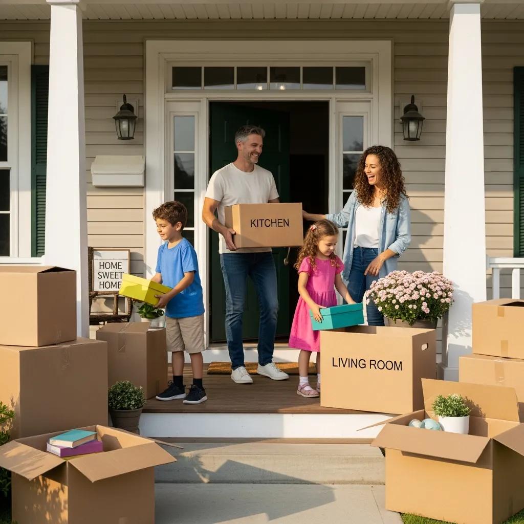 Family moving into their new home, representing conventional bank financing