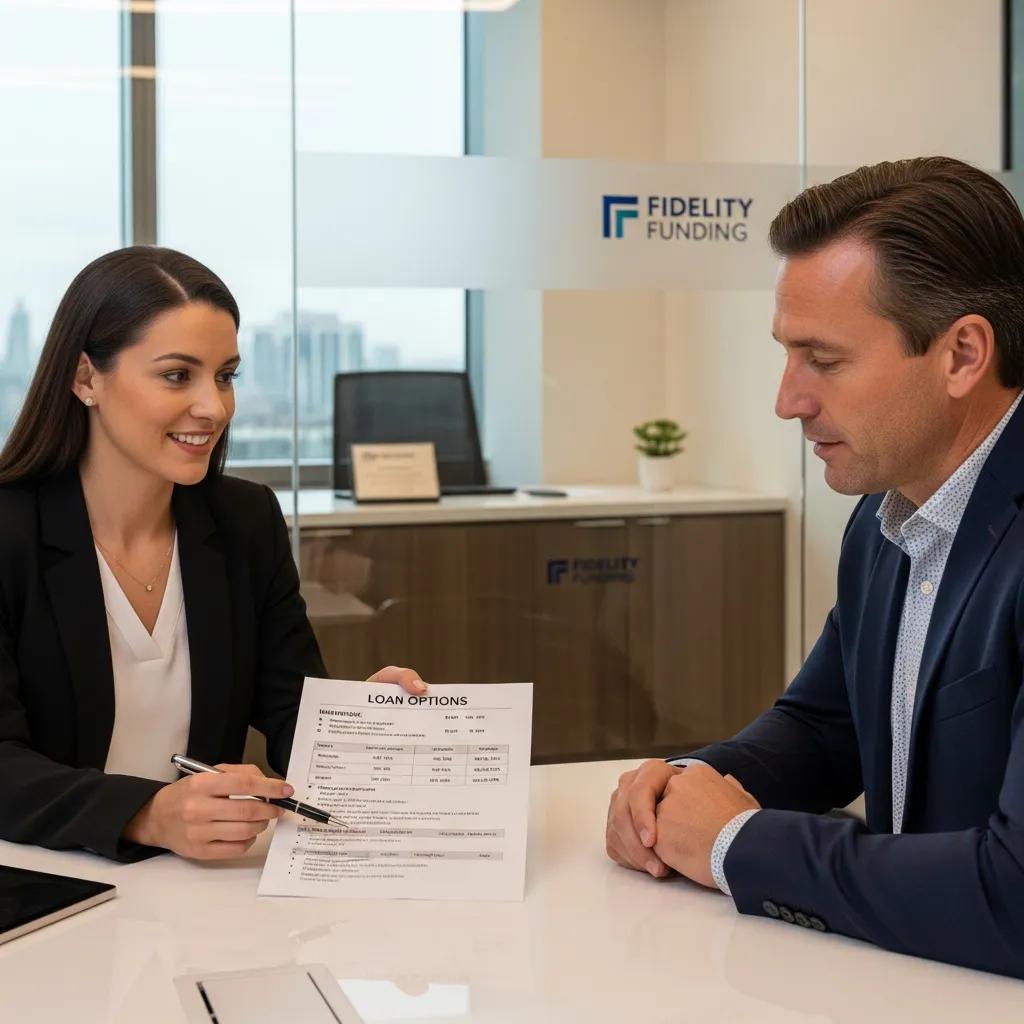 Advisor explaining loan options to an investor about financing an LLC-owned property