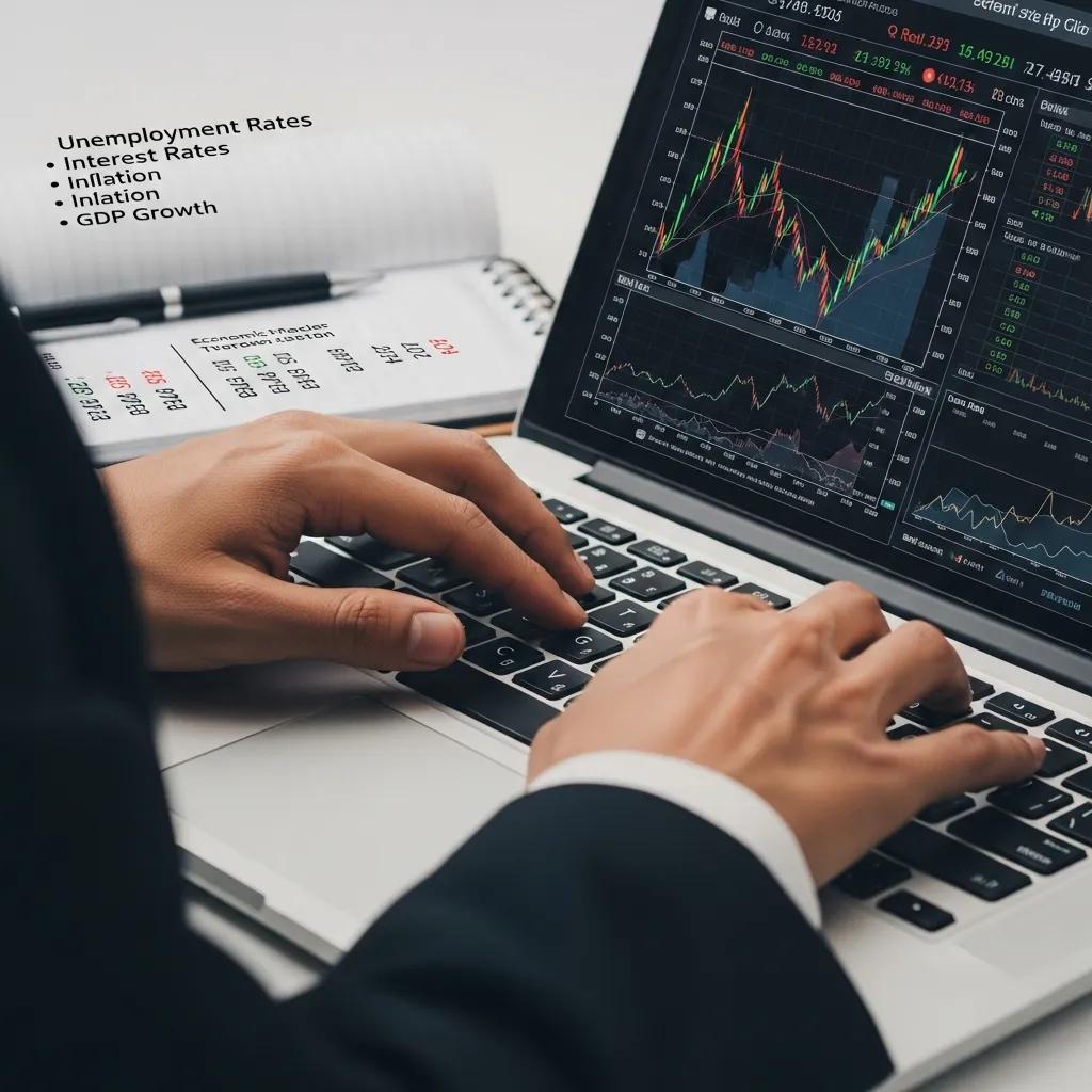 Analyst examining charts and economic indicators related to real estate
