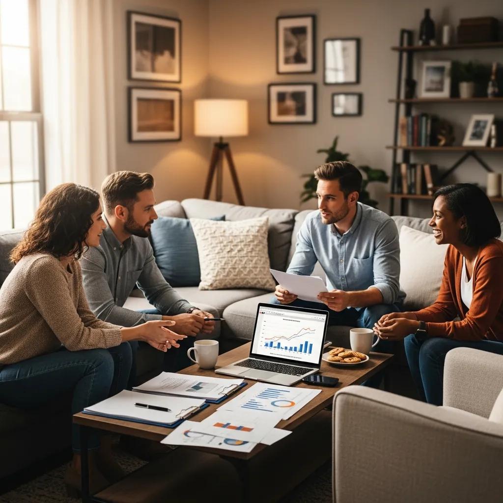 Group discussing hard money loans in a cozy living room