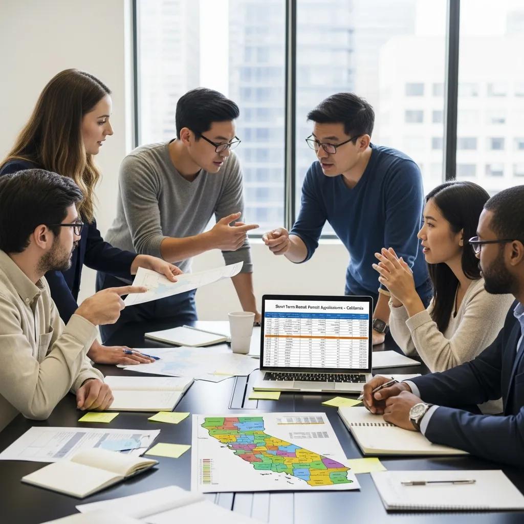 Team reviewing short‑term rental permits and licensing