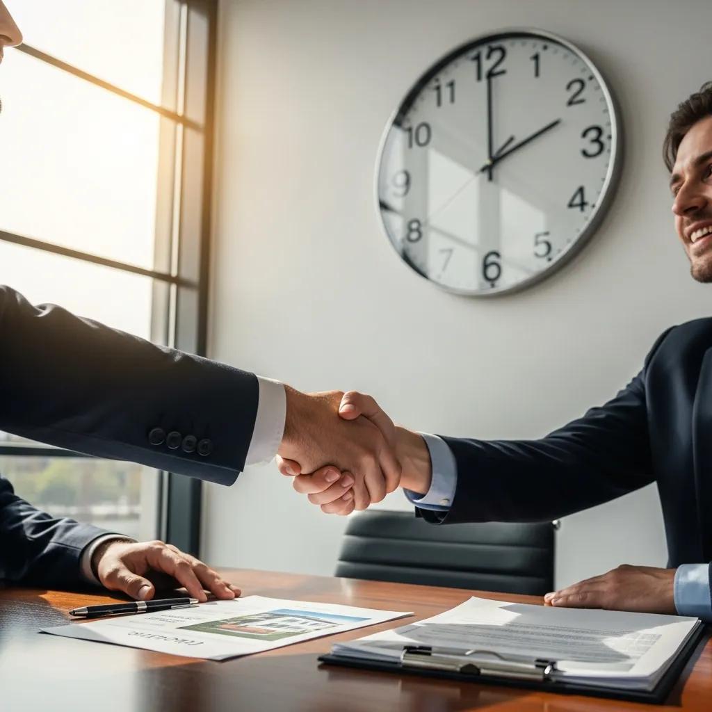 Investor shaking hands with a lender after quick loan approval