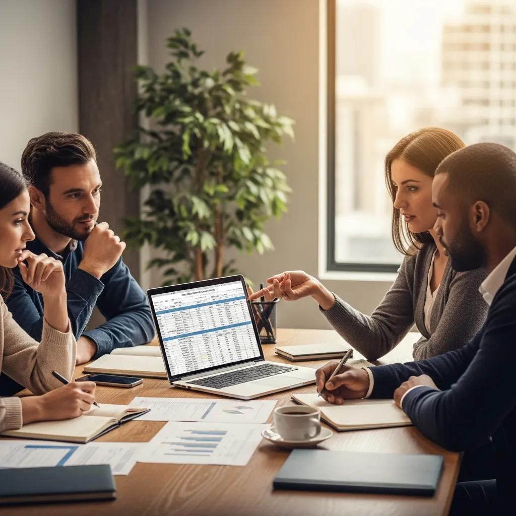 Investors discussing commercial property financing in a modern office setting