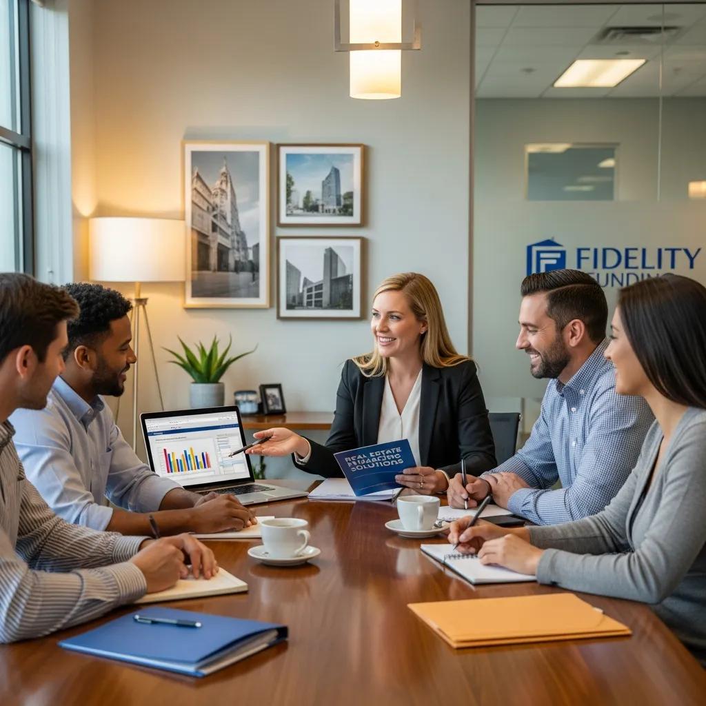 Fidelity Funding loan officer advising an investor in an office setting