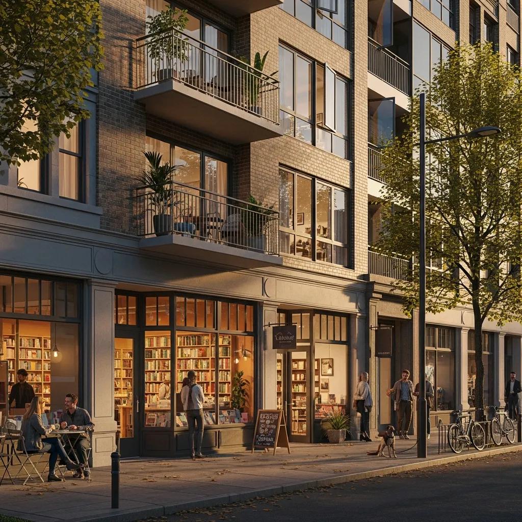 Mixed-use property with residential and commercial spaces showcasing community engagement