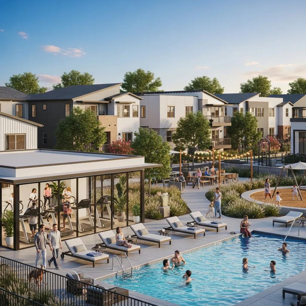 Modern Build-to-Rent community with rental homes and amenities