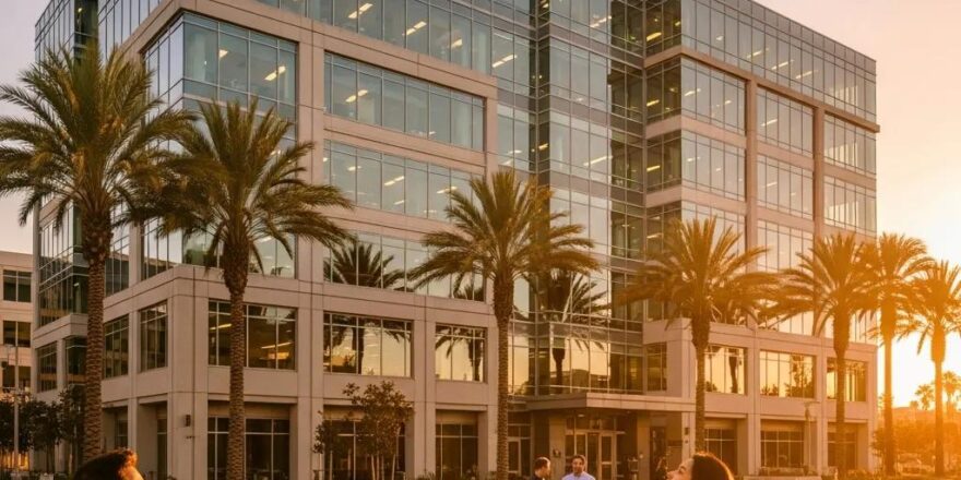 Modern California office building representing hard money loans and investment opportunities