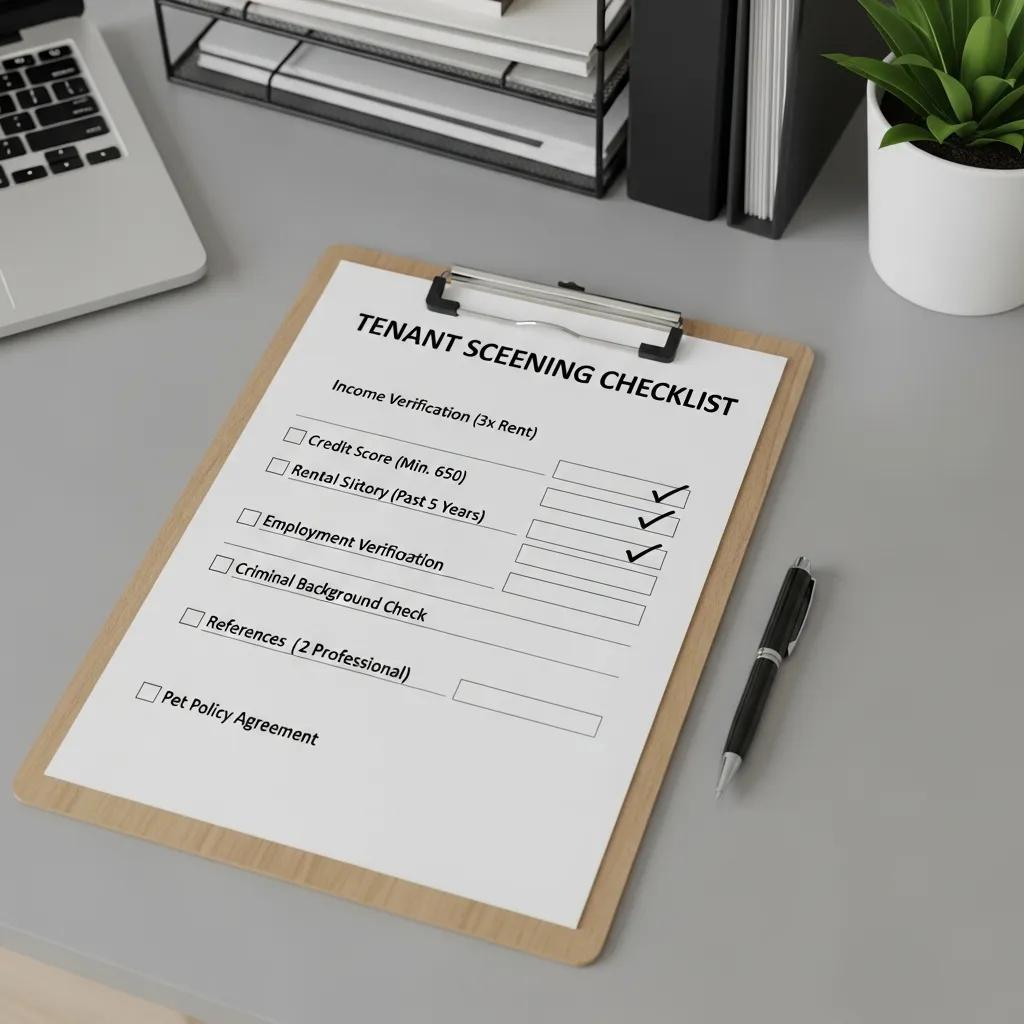 Tenant screening checklist on a clipboard — prioritize what matters for your property