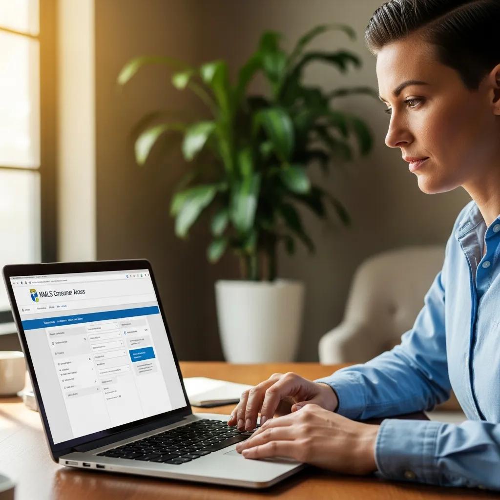 Checking lender licensing on the NMLS Consumer Access site from a home office
