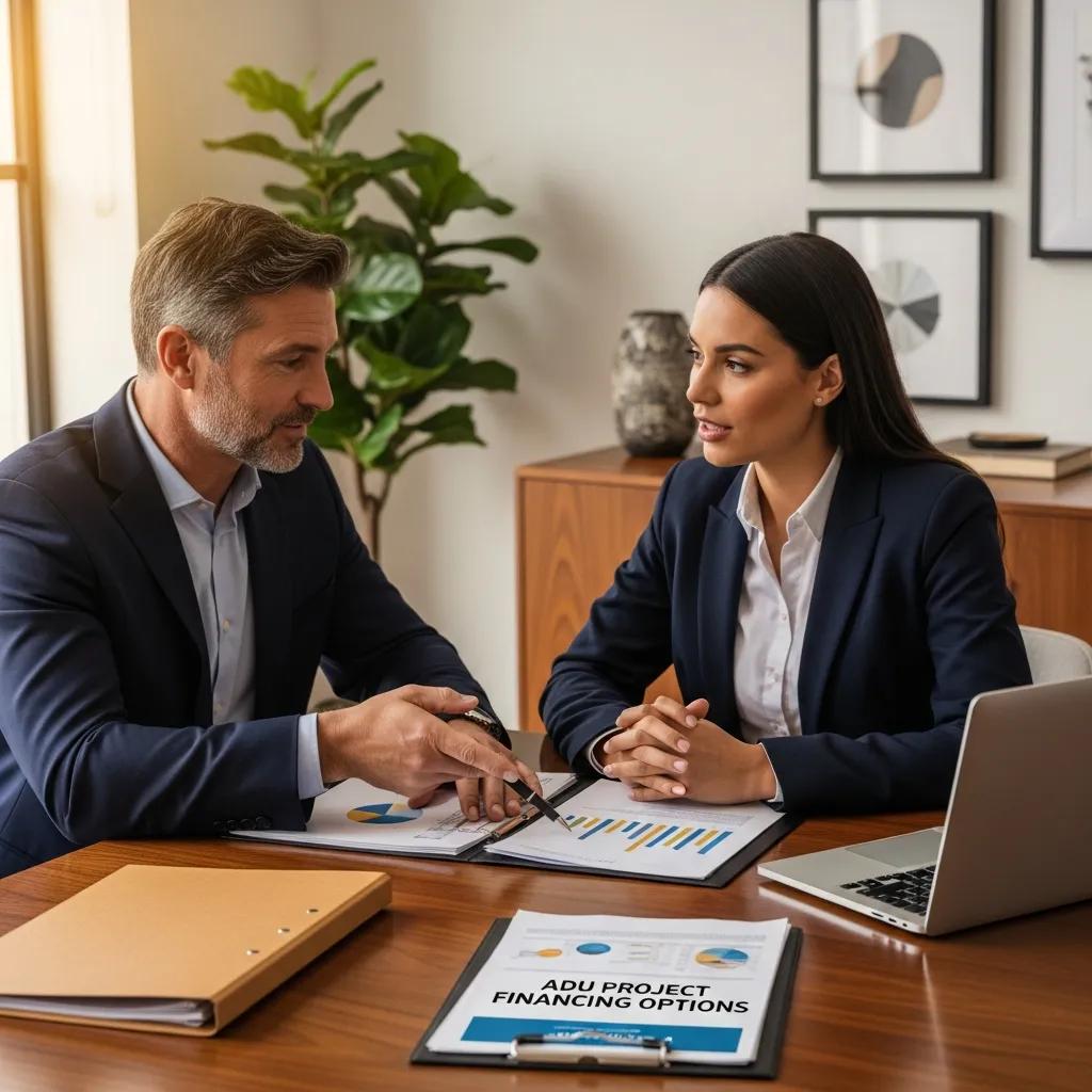 Investor reviewing ADU financing options with an advisor
