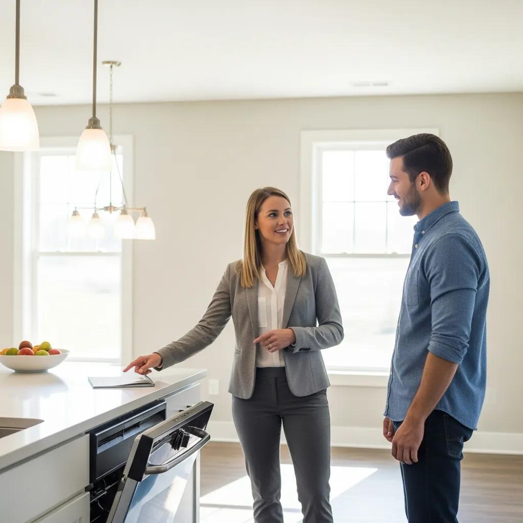 Property manager conducting an inspection with a tenant present