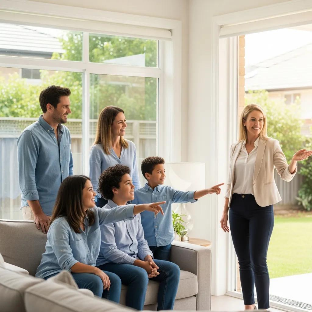 Agent showing a property to prospective buyers during an open house