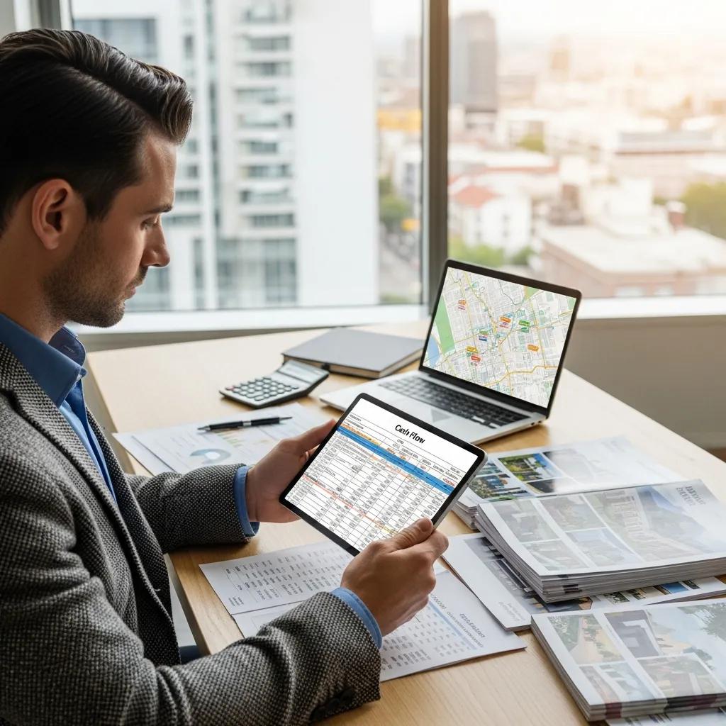 Investor reviewing property cash flow and debt service metrics